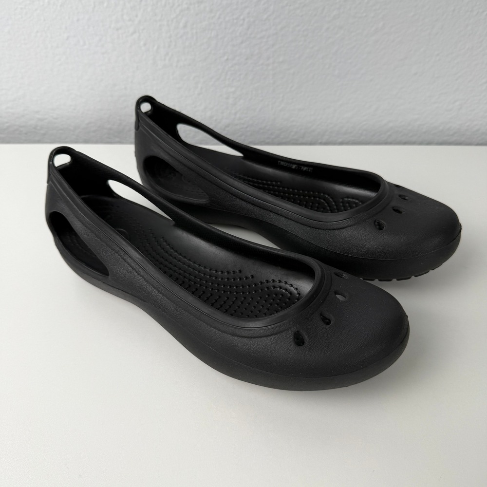 Crocs Kadee Ballet Flat Slip On Size 7 Black Comfort Shoes 11215